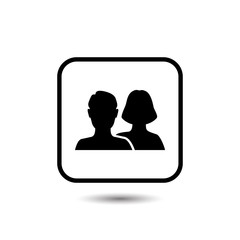 Social network notification icon. Friends girl and boy silhouette Notifications on screen. Online icon. Vector