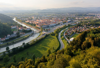 Town of Celje, Slovenia, and Surrounding Landscape
