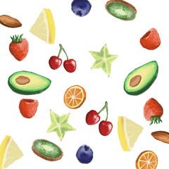 Fototapeta premium set of fruits and vegetables isolated on white