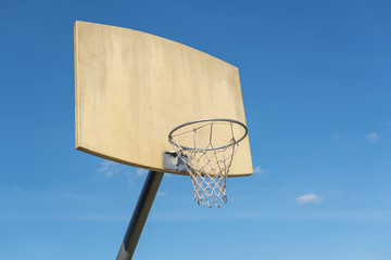 Amator basketball hoop in the open air.