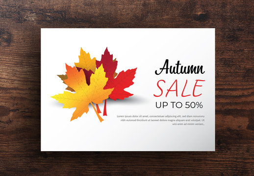 Card Layout with Autumn Leaf Illustrations