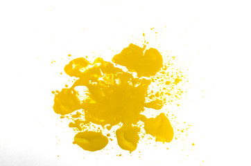 Abstract background Yellow Acrylic Paint. on white Background