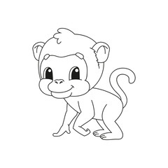 Coloring book for kids. Cheerful character. Vector illustration. Cute cartoon style. Fantasy page for children. Black contour silhouette. Isolated on white background.