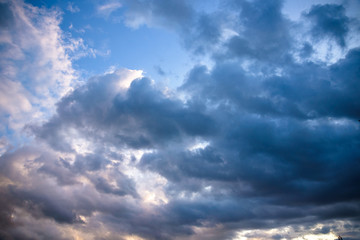 Stormy clouds on summer evening. Rainy sky before the storm.