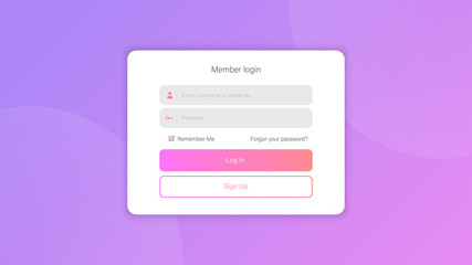 Web site login screen. Web design. Interface Elements Template.