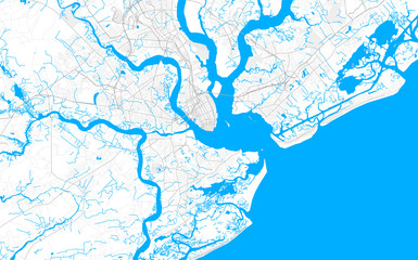 Obraz premium Bogata szczegółowa mapa wektorowa Charleston, Karolina Południowa, USA