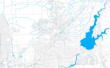 Rich detailed vector map of Roseville, California, USA