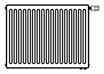 gz486 GrafikZeichnung - german - Moderner Flachheizkörper mit Thermostat: english - modern flat panel radiator with thermostat: icon / simple template - DIN A4 - poster xxl g8563