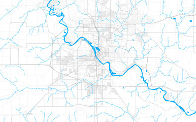 Rich detailed vector map of Cedar Rapids, Iowa, USA