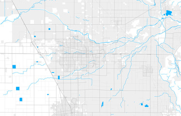 Rich detailed vector map of Visalia, California, USA