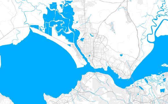 Rich detailed vector map of Vallejo, California, USA