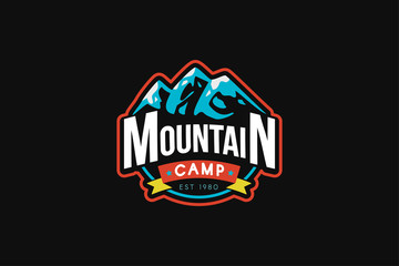 Mountain camp vector logo template