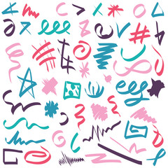 Color signs hand drawn set