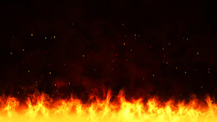 Fototapeta na wymiar Fire background with dark cloud