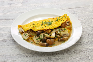 fresh homemade mushroom omelette