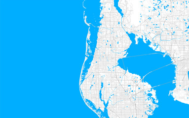 Rich detailed vector map of Clearwater, Florida, USA