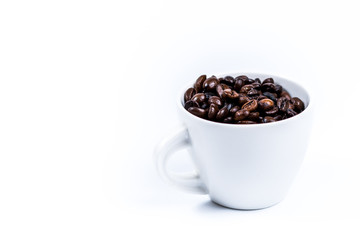 Cup with coffee bean on white