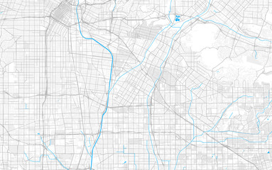 Rich detailed vector map of Downey, California, USA