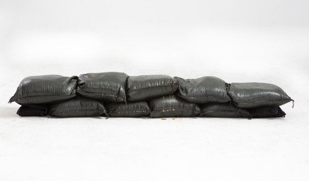 Sandbag Bunker Black Color Isolated On White