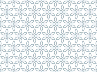 Flower geometric pattern. Seamless vector background. White and blue ornament