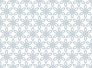 Keuken spatwand met foto Flower geometric pattern. Seamless vector background. White and blue ornament © ELENA
