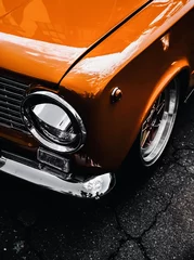 Stickers pour porte Noir vieille voiture vintage classique orange