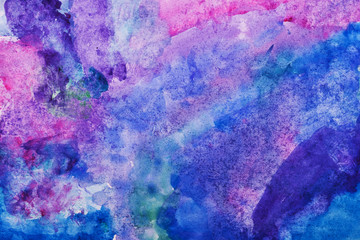 Abstract Watercolor background, colorful texture, color blue and Magenta.