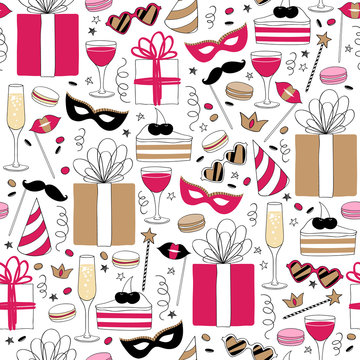 Party symbols seamless background.