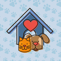 mascots with pets shop set icons