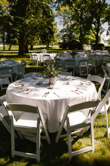 Fototapeta na wymiar outdoor wedding reception tables