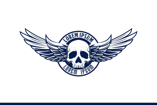 skull with wing vector emblem logo template