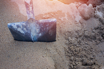 Sand scoop shovel, shovel on the construction site