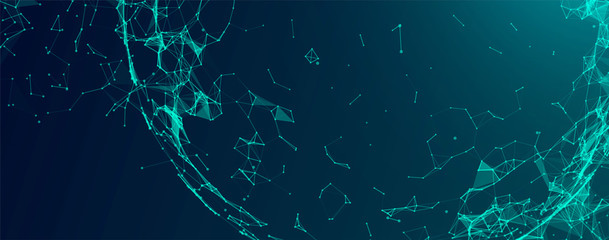 Abstract geometric 3d sphere made of points and lines. Futuristic technology style.