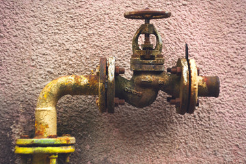 Gas pipe that is not used. faucet on a very old gas pipe
