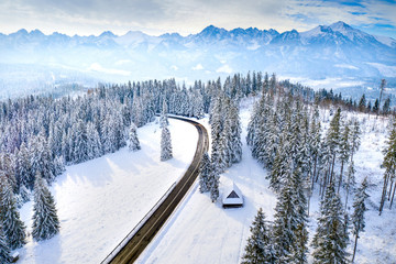 Fototapeta na wymiar Winter landscape with road