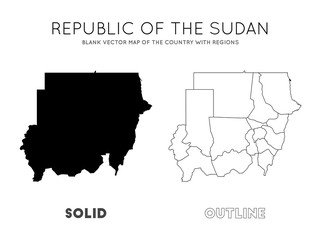 Sudan map. Blank vector map of the Country with regions. Borders of Sudan for your infographic. Vector illustration.