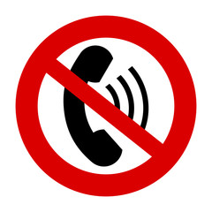 No phone icon. Prohibited symbol. Vector illustration isolated on white.