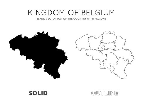 Belgium map. Blank vector map of the Country with regions. Borders of Belgium for your infographic. Vector illustration.