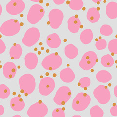 Abstract seamless texture with hand drawn ink shapes. Vector pattern with different elements, dots, circles.