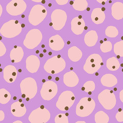 Abstract seamless pattern with circle brush strokes and ink dots. Vector texture with Ink Dots in different sizes. Dotted background.