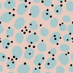 Abstract seamless texture with hand drawn ink shapes. Vector pattern with different elements, dots,...