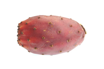 The fruit of a prickly pear cactus on white background