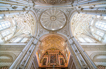 Fototapeta premium Ornated dome in the Mezquita Cathedral of Cordoba. Andalusia, Spain.