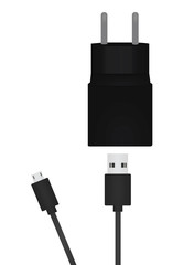 USB charger with cable. vector illustration