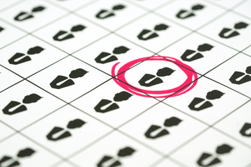 Recruitment business, Human resources concept, People icons with red mark on the paper