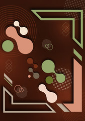 Abstract fluid and modern elements, molecules, geometric frame. Dynamic color shapes and lines. Trendy template for cover design for brochures, web banners, flyers or posters.