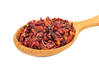 Dry red pepper in spoon