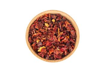 Pieces dry pepper in bowl