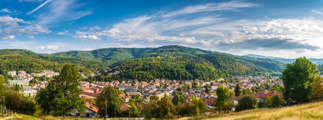 Beautiful panoramic view of the old town in Tryavna, Bulgaria.