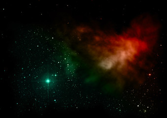 Star field in space and a nebulae. 3D rendering